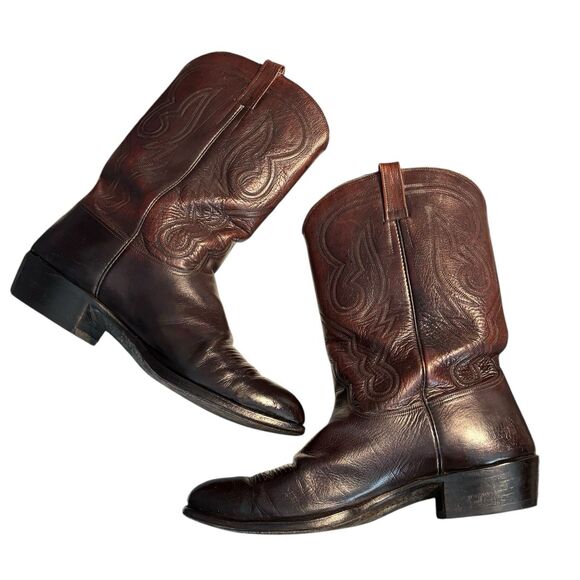 Paul Wheeler Boot Co Cowboy Boots Men’s 13E/EE Vintage Custom Dark Brown HOU TX main image 5